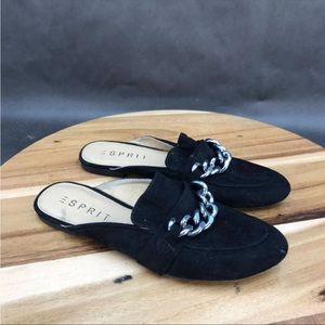 Esprit Black Faux Suede Bit Mules Slip On Shoes Womens Size 6